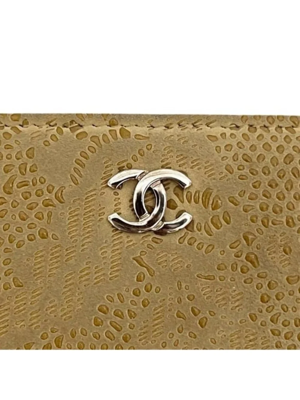 Chanel Bifold Wallet Beige Lace Ismore Ghost Skin CC Logo Folding